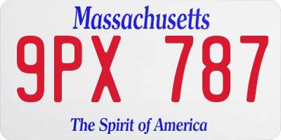MA license plate 9PX787