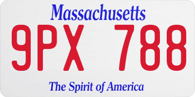 MA license plate 9PX788