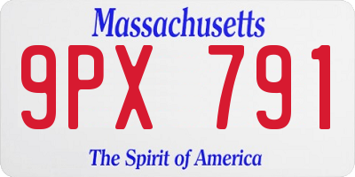 MA license plate 9PX791