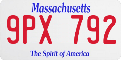MA license plate 9PX792
