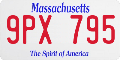 MA license plate 9PX795