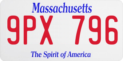 MA license plate 9PX796