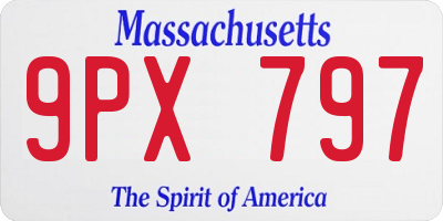MA license plate 9PX797