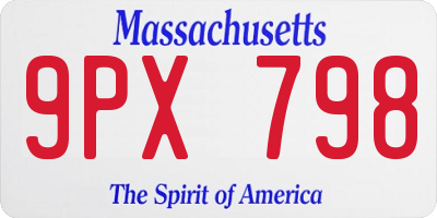 MA license plate 9PX798