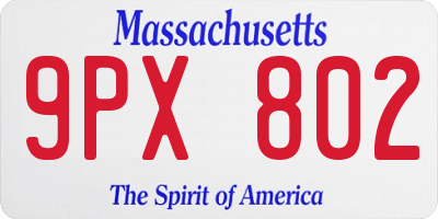 MA license plate 9PX802