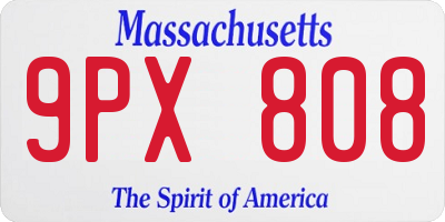 MA license plate 9PX808