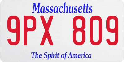 MA license plate 9PX809