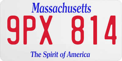 MA license plate 9PX814
