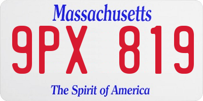 MA license plate 9PX819