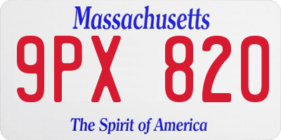 MA license plate 9PX820