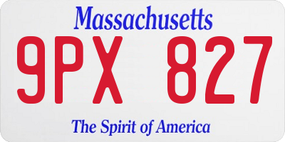 MA license plate 9PX827