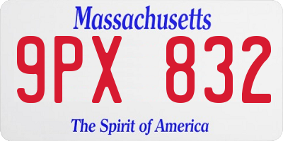MA license plate 9PX832