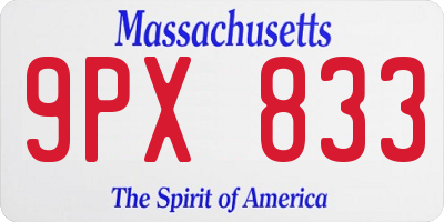 MA license plate 9PX833