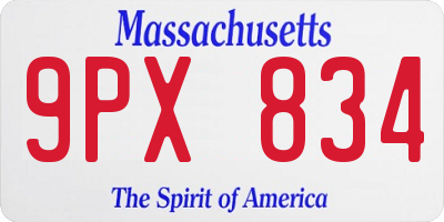 MA license plate 9PX834