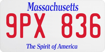 MA license plate 9PX836