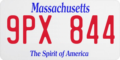 MA license plate 9PX844
