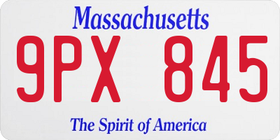 MA license plate 9PX845