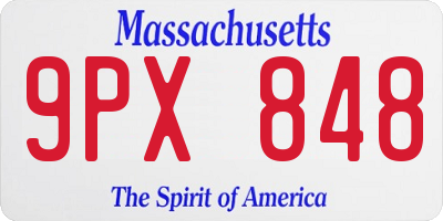 MA license plate 9PX848