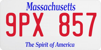 MA license plate 9PX857