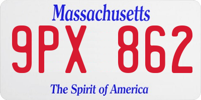 MA license plate 9PX862