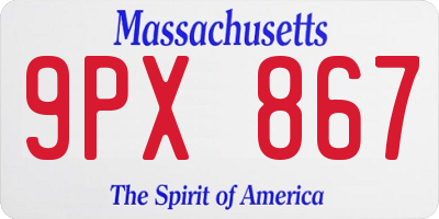 MA license plate 9PX867