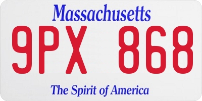 MA license plate 9PX868