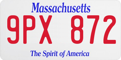 MA license plate 9PX872