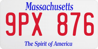 MA license plate 9PX876