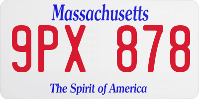 MA license plate 9PX878