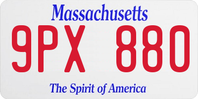 MA license plate 9PX880