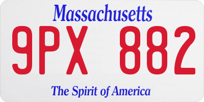 MA license plate 9PX882