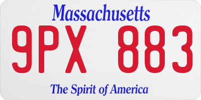 MA license plate 9PX883