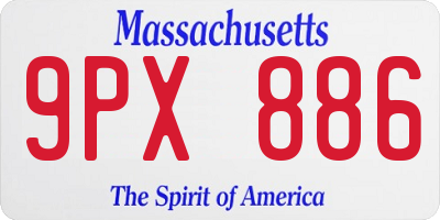 MA license plate 9PX886