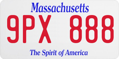 MA license plate 9PX888