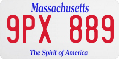 MA license plate 9PX889