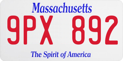 MA license plate 9PX892