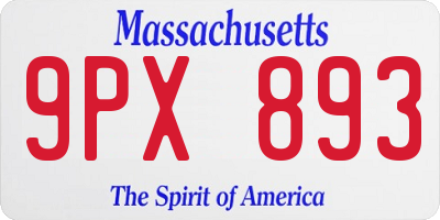 MA license plate 9PX893