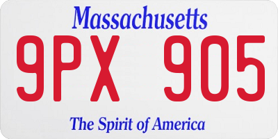 MA license plate 9PX905