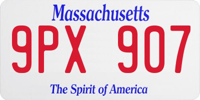 MA license plate 9PX907