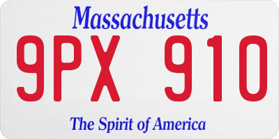 MA license plate 9PX910