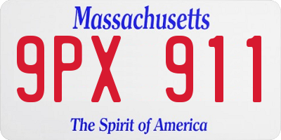 MA license plate 9PX911