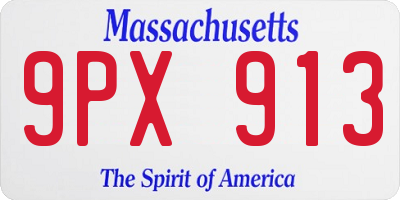 MA license plate 9PX913