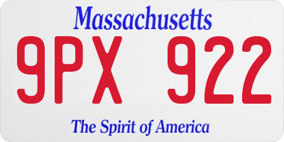 MA license plate 9PX922