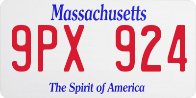 MA license plate 9PX924