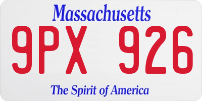 MA license plate 9PX926