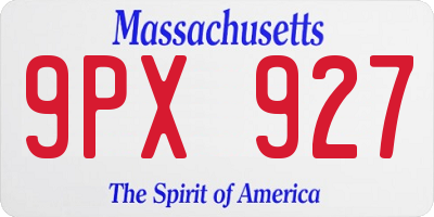 MA license plate 9PX927