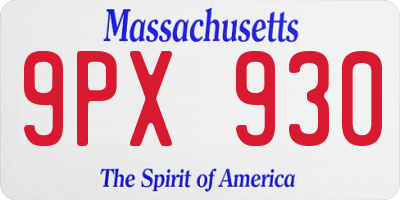 MA license plate 9PX930