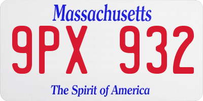 MA license plate 9PX932