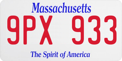 MA license plate 9PX933