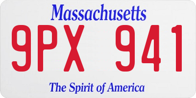MA license plate 9PX941
